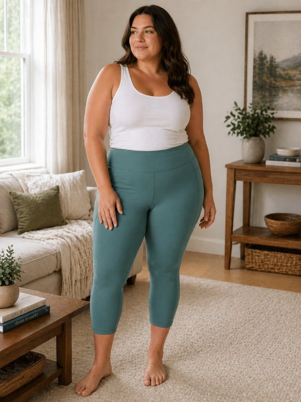 ✨2/$20 Spanx SPANXshape Booty Boost 7/8 Leggings Green Stretch Plus Size 2X